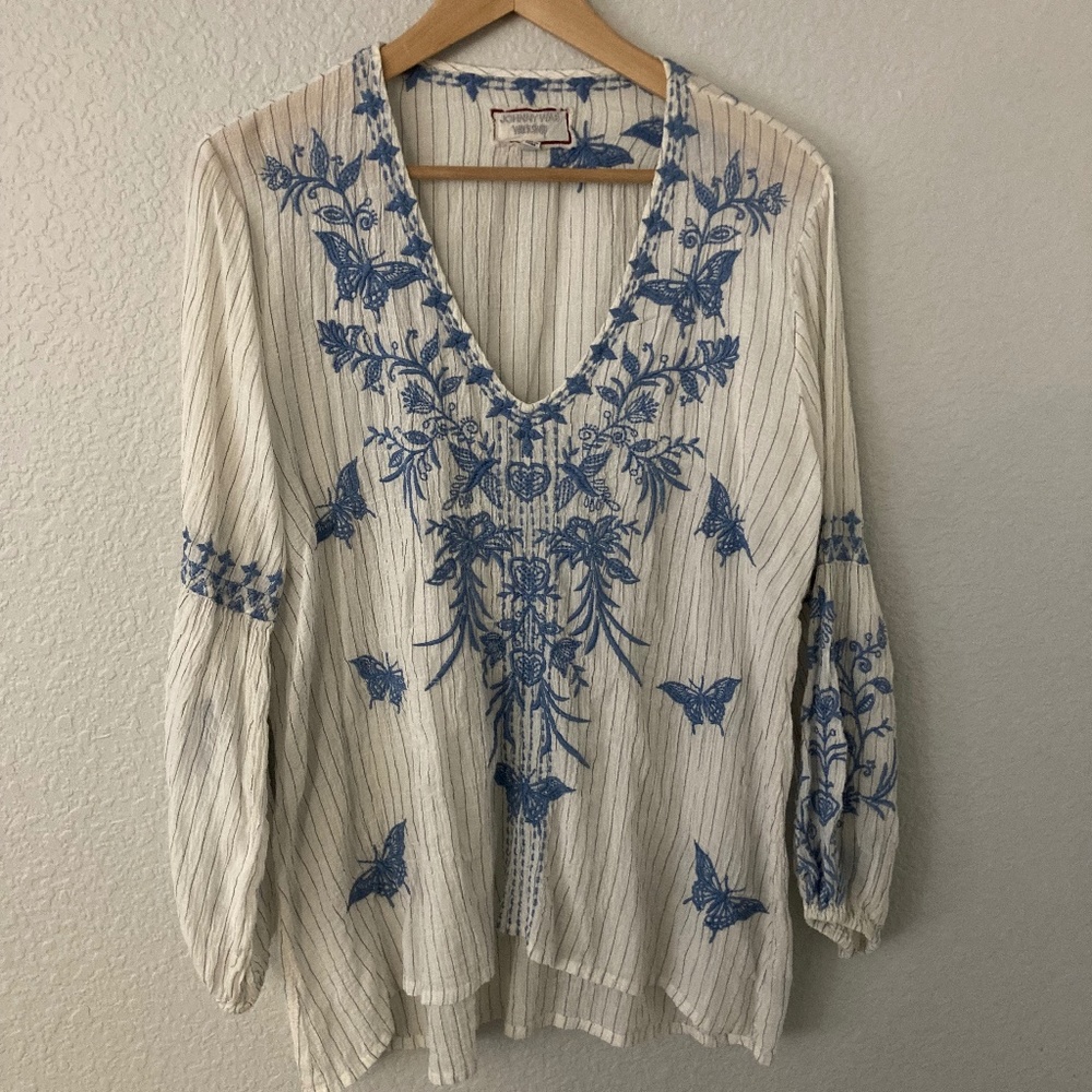 Johnny Was White Gauze Top - Size S - Check measurements in listing - Picture 1 of 6
